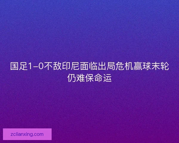 国足1-0不敌印尼面临出局危机赢球末轮仍难保命运